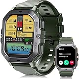OUKITEL Smartwatch Herren, 2.02''HD Touchscreen Smart Watch mit Telefonfunktion, 5ATM Wasserdicht Fitnessuhr, 100+Sportmodi Sportuhr, 24 Std SpO2/Puls/Schlaf/Monitor Schrittzähler, Uhr für Android iOS