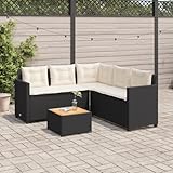 Faroom Polyrattan Lounge für 3-4 Personen Ecksofa Lounge Gartenmöbel Ecklounge Balkonmöbel Sitzgruppe mit Tisch Gartenlounge Ecksofa für Balkon + Terrasse Schwarz