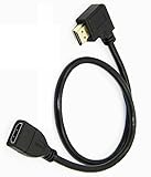 Mr. Gadget's Solutions HDMI-Verlängerungskabel, rechtwinklig, 90 Grad, flach, Stecker auf Buchse, 1 m, Schwarz