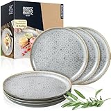 Moritz & Moritz TERRA Dessertteller 6-tlg Set - Ø 20,5 cm - in dezentem Grau aus hochwertigem Porzellan - kleine Teller Set als Kuchenteller oder Frühstücksteller