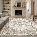 Vintage Braun Waschbarer Teppich Wohnzimmer 200x300cm Retro Rugs for Living Room Weich rutschfest Groß Tepich Kurzflor Schlafzimmer Carpet Living Room Bedroom Esszimmer Teppiche Büro