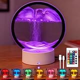 Calenxy Sandbilder zum Drehen 3D Sandscape, Sandmalerei Nachtlicht Mit LED und Fernsteuerung, Sanduhr Deko Sandbild Geschenke für Büro Wohnzimmer Schreibtisch Erwachsene Kinder