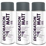 Deco Color 3er Sparpack DC Lackspray matt 400ml nach RAL freie Farbauswahl (3 Dosen in anthrazit MATT RAL 7016)