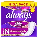 Always Expert Daily Extra Protection Normal Slipeinlagen 64 Stück, Geruchsneutralisierend, Auch Bei Ersten Anzeichen Von Blasenschwäche