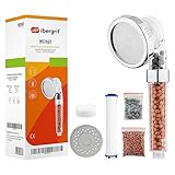 Ibergrif Duschkopf mit Filter–Wassersparende Hochdruck-Handbrause mit 3 Strahlarten, 3-Schichten-Filtration gegen Chlor, Bakterien & Kalk, Antikalk-Funktion, Chrom – Für Hartes Wasser, M22025