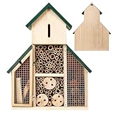 Bee Hotel | Holz Hängend Marienkäfer Hotel - Dekoratives Multi Habitat Haus für Hof, Gartenunterstand für Marienkäfer Florfliegen Biene