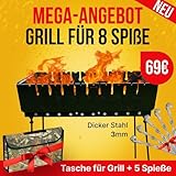 Mangal Grill Koffer Schaschlik für 8(3mm) Spießen Tragbar Picknick mit 5 Spieße