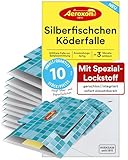 Aeroxon Silberfischfalle 10er Pack – Hochwirksame Klebefallen Silberfische, Insektizidfreie Papierfische Falle, Langanhaltender Schutz