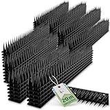 TTL Garden 20m Taubenabwehr Spikes - Vogelabwehr für Balkon und Fensterbank - 20 Meter 48x42cm Kunststoff schwarz 37mm hohe Spikes 3-reihig, Vogelschreck für Geländer Zaun Solaranlage Fenster Dach