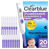 Clearblue Kinderwunsch Ovulationstest Kit, 20 Tests + 1 digitale Testhalterung, Fruchtbarkeitstest für Frauen / Eisprung, Fortschrittlich & Digital (testet 2 Hormone), schneller schwanger werden