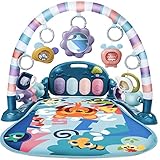 Otthoni Baby Spieldecke mit Spielbogen Baby Musik Spielmatte mit Klavier Abnehmbarem Spiegel Rassel Baby Geschenk Spielzeug 0 6 Monate, Blau