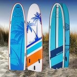 BRAST SUP Board Family | Aufblasbares Stand up Paddle Set XXL | 370x87x15cm bis 210kg viele Modelle | incl. Zubehör 2X Kajak-Sitz 2X Fußschlaufe 2X Paddel Pumpe Rucksack | Hawaii