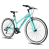 HILAND 28 Zoll Damen Fahrrad Hybrid Fahrrad Cityrad Citybike Trekkingrad für Frauen 700C Räder mit Shimano 7 Gang mintgrün