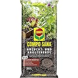 COMPO SANA Anzucht- und Kräutererde mit 6 Wochen Dünger für alle Jung- und Kräuterpflanzen, Kultursubstrat, 20 Liter, Braun