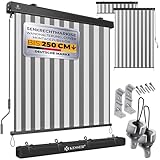 KESSER® Senkrechtmarkise 160x250cm Außenrollo Handkurbelmechanismus Balkonrollo Sonnen-und Sichtschutz Beschattung Sonnenschutz mit Kurbel Markisenkasten Balkon & Terrasse inkl Montageset & Abdeckung