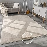 Paco Home Teppich Wohnzimmer Kunstfell weich waschbar modern elegant pflegeleicht Felloptik Uni Seidenglanz flauschig Kurzflor, Grösse:60x90 cm, Farbe:Creme