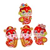 HAMPPLIES 2 Paare Jahr der Schlange Fensteraufkleber Chinesische Neujahrsdekoration Weiche Cartoon Schlangenmotive Frühlingsfest Tür und Fenstersticker für Zuhause Büro