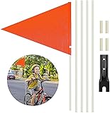 BEIMEIII Sicherheitswimpel 180cm mit Stab reflektierend Gelbe Wimpelstange Verstellbare Kinderfahrradfahne Fahrrad Wimpel Für Kinderfahrrad (Orange)