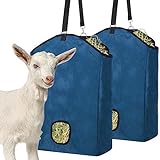 VCZONE 2 Packungen Ziegenheu Futterbeutel, Heu Futtertasche mit 1680D Oxford Stoff, hängende Futtertasche für Pferd Schaf Esel Rinder (blau)