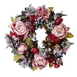 WACAR Türkränze, Frühlings- und Sommerkranz, alle Jahreszeiten, künstliche Pfingstrosen-Kränze für Haustür, Außenbereich, Fenster, Wand, Garten, Hochzeit, Festival, Party, Heimdekoration