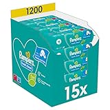 Pampers Fresh Clean Baby Feuchttücher, milder Duft, auch für Hände und Gesicht geeignet ,1200 Tücher,(15er Pack)