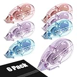 Fyguard 6 Stück Kleberoller, 8mm x 10m Transparent Klebemaus Doppelseitiges Klebeband Fotokleber für Kinder Studenten Scrapbook DIY Basteln (Rosa&Blau&Lila)