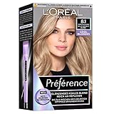 L'Oréal Paris Permanente Haarfarbe mit kühlem Farbergebnis, Haarfärbeset mit Coloration und Anti Gelbstich Pflegebalsam, Préférence Cool Blondes, Nr. 8.1 Helles kühles Blond (Kopenhagen), 1 Stück