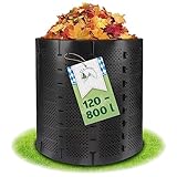 TTL Garden Komposter „Vario“ 800 Liter - offener Kunststoff Komposter rund - Variable Größe 120 bis 800 Liter, Höhe 90cm Garten-Komposter HDPE schwarz UV-beständig schneller & einfacher Aufbau