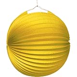 Bunte Lampions aus Papier als Deko für Geburtstag oder Party | Ø22cm, flammhemmend, mit Metallbügel | Papierlampion Laterne Lampion Partydeko, Farbe: Gelb