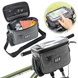 LPZMPZ Fahrradtasche Lenker Vorne 5L Lenkertasche Fahrrad Ebike Wasserdicht Lenkertaschen Bikepacking mit Handyhalterung, Touchscreen Und Abnehmbarer Schultergurt