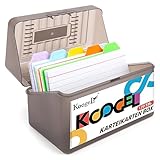 Koogel Karteikasten, Karteikarten Box 8 x 9 x 14cm inkl. 10 Tabs und 100 Lernkarten, DIN A7 Karteikasten für 300 Karten
