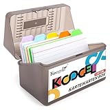 Koogel Karteikarten Box, Lernkarteibox Karteikasten für 300 Karten A7 A8, Karteibox Lernbox inkl. 10 Tabs und 100 Lernkarten