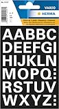 HERMA Buchstaben Aufkleber Weiß, 36 Stück, Schriftgröße 15 mm, selbstklebend, wasserfest, wetterfest, groß, Alphabet Sticker Klebebuchstaben A-Z aus Folie zum Aufkleben, schwarz
