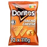 Doritos Nacho Cheese -Tortilla Nachos mit Käse Geschmack - Herzhafter Snack zum Knabbern aus Mais (12 x 110g)