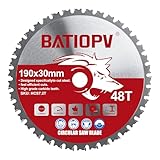 BATIOPV Kreissägeblatt 190 x 30 mm Für Metall, Stahl & Aluminium – Metall Sägeblatt 190x30 aus hochwertigem Hartmetall, mit Bosch, Makita, Einhell & mehr – Präzise & langlebig