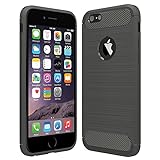 Anjoo Schutzhülle für iPhone 6/6S, Schwarz, Silikon, Kratzfest, Carbonfaser, Schutzhülle kompatibel mit iPhone 6 iPhone 6S – Grau