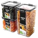 Sistema Ultra Tritan luftdichtes Frischhaltedosen-Set für die Küche und Vorratskammer | 3 Vorratsdosen mit Deckeln (1 x 1,3 l und 2 x 700 ml) | stapelbar | BPA-frei [82008]