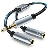 YUETUOL Audio Splitter Aux Klinke Adapter 3.5mm Male to 2 x Female Klinkenstecker Adapter Aux Splitter für Kopfhörer, Handy, PC, Tablet, Headset, Autoradio, Lautsprecher usw, 35cm