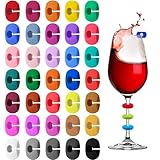 VICDUEKG Glasmarkierer Silicon, 36 Pcs Wiederverwendbarer Glas Markierung Getränke Markierer Buntes Glasmarker für Weinglas Champagnerglas Cocktailglas Martini-Glas Trinkglas, Party Bar Dekorationen