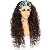 Sapphirewigs Lockige Stirnband Perücke lange braun synthetische Perücke lose Wasser Welle Stirnband Perücken für Frauen Kleberlos 150% Dichte 26inch