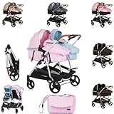 Chipolino Geschwisterkinderwagen Duo Smart klappbar umbaubar verstellbar Fußsack, Farbe:rosa hellblau