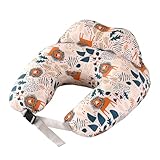 PASUKTER Stillkissen, Schwangerschaftskissen, Multifunktionales Motherhood Stillkissen mit Verstellbarem Hüftgurt und Sicherheitszaun, 100% Baumwollbezug (Löwe)