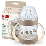 NUK for Nature Trinklernbecher | 150ml | Haltegriffe und brustähnlicher Trinkschnabel | Auslaufsicher | 6−18 M | Anti-Colic | Temperature Control | Nachhaltige, BPA-freie Materialien | Beige