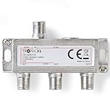 TronicXL 3fach F-Stecker Antennenverteiler 3-Fach DC-Durchlass TV Kabel Kabelfernsehen BK DVB-T2 zb für kompatibel mit Unitymedia Splitter HD tauglich 4K Sky Virgin Sat Splitter