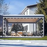 Anpassbare strapazierfähige wasserdichte Abdeckplane, 420 g/m², transparente Outdoor-Plane mit Ösen, wetterfest für Garten und Pavillon, inklusive Seilen und Kabelbindern, 10 x 10 m maximale Größe
