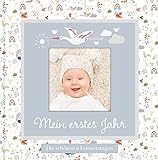 Babyalbum mit Fensterausschnitt für das 1. Lebensjahr zum Eintragen der schönsten Momente und Erinnerungen mit Platz für Fotos | genderneutral für Jungen und Mädchen