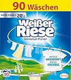 Weißer Riese Universal Pulver (90 Waschladungen), Vollwaschmittel mit riesiger Waschkraft schon ab 20° C, riesig ergiebiges Waschpulver, ideal für Familien mit Kindern