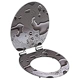SCHÜTTE WC-Sitz Holzkern GREY STEEL, Toilettensitz Grau mit Absenkautomatik, passend für viele handelsübliche WC-Becken, maximale Belastung der Klobrille 150 kg, Motiv auf Brille und Deckel 80123