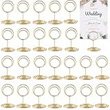 24 Stück Tischkartenhalter, Fotohalter, Menükartenhalter, Fotohalter mit Klammern, Kartenhalter Hochzeit, Tischkartenhalter Gold für Hochzeiten, Platzkartenhalter Memohalter, Jubiläen (Runden)