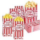 100 Stück Popcorn Tüten, 21 x 9 cm Papier Box Candy Tüte, Klein Popcorntüte, Rot und Weiß Gestreift, für Popcorn Bars, Filmabende, Party, Geburtstag, Picknicks